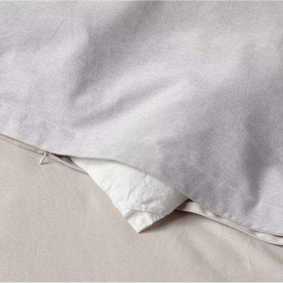 Threshold Cotton & Linen Chambray Light Gray 3 Pc Queen Duvet Cover & Shams Set - Picture 6 of 9